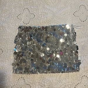 Low-rise sequin mini skirt